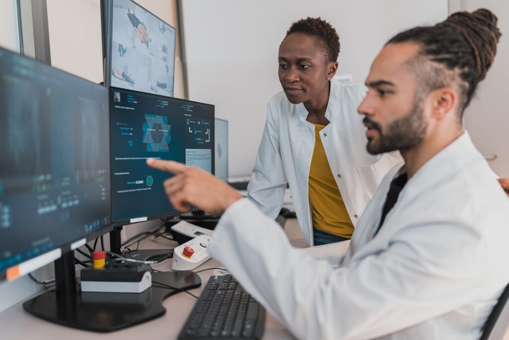 doctor with AI interface — Vitalheros